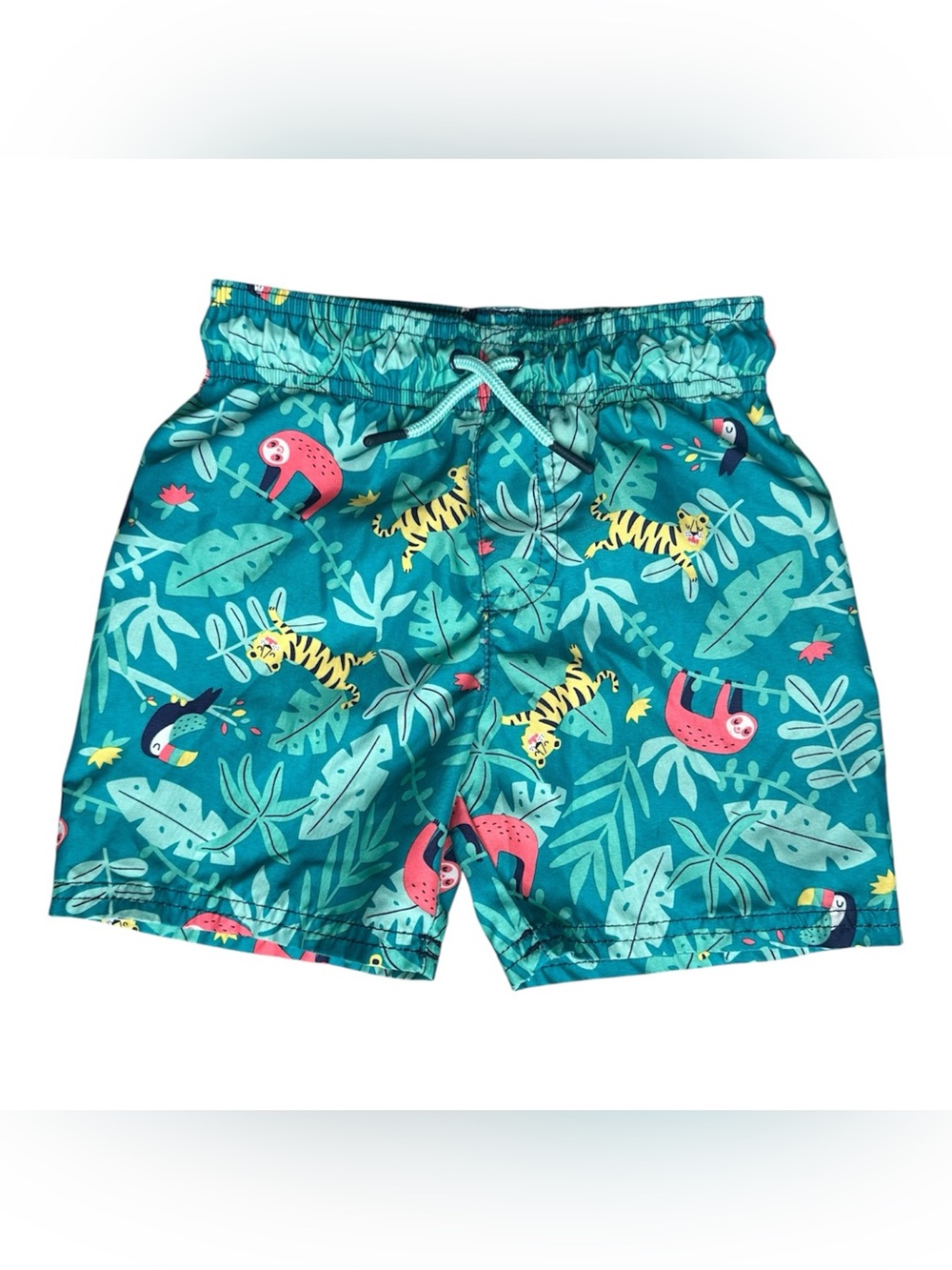 Cat & Jack 3T Boys green Amazon Zoo Cute animals lined swim trunks